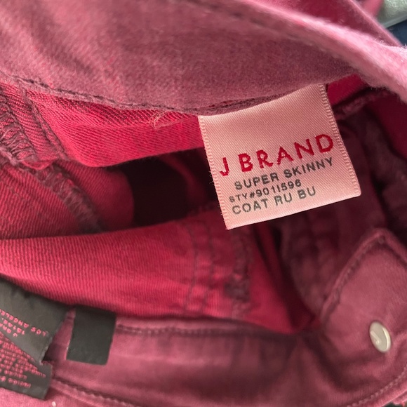J Brand Burgundy jeans with silver dusting in seams. - Picture 10 of 11